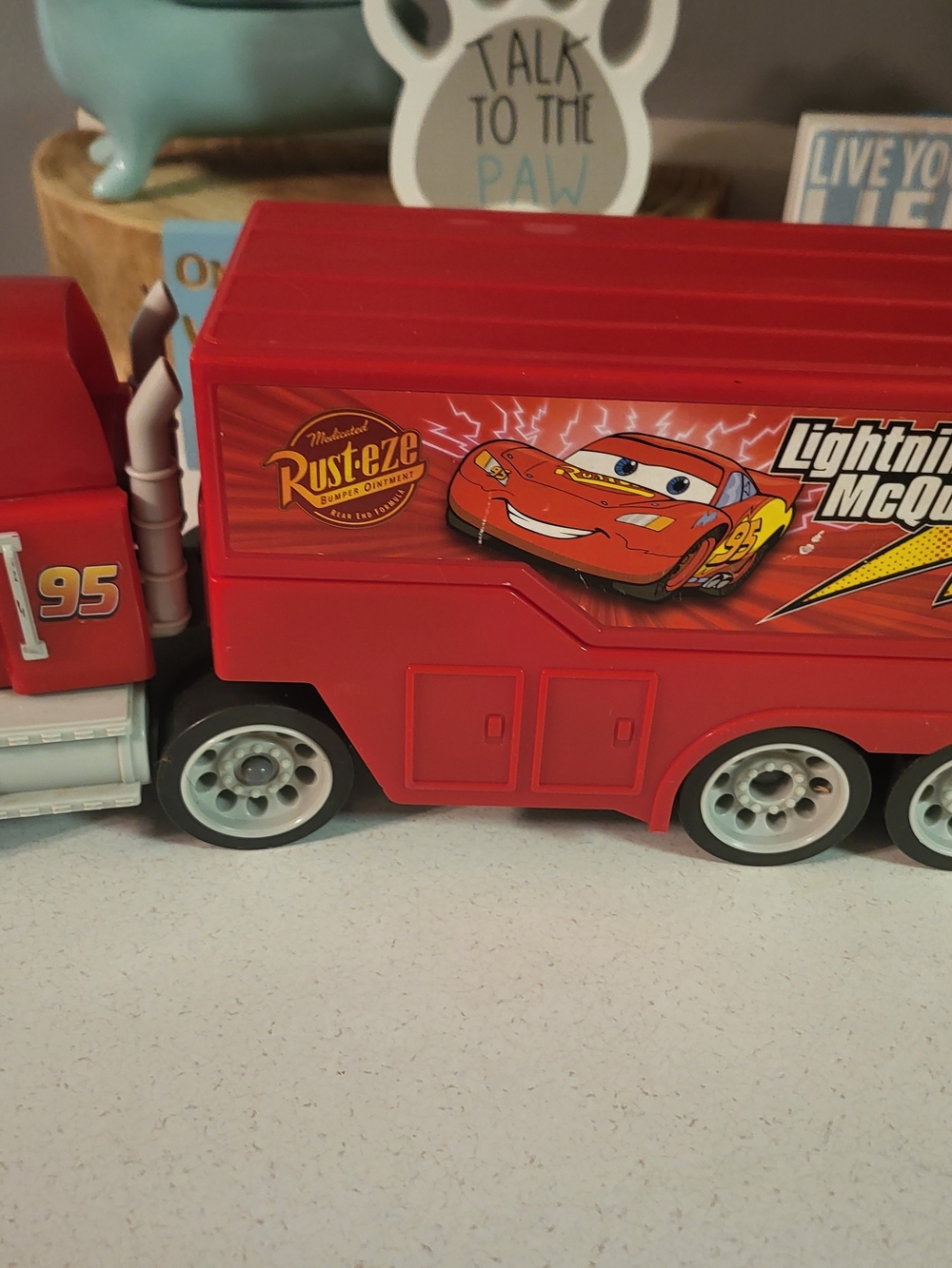 Original Large 2007 Pixar Cars Mack Truck Hauler Launcher.